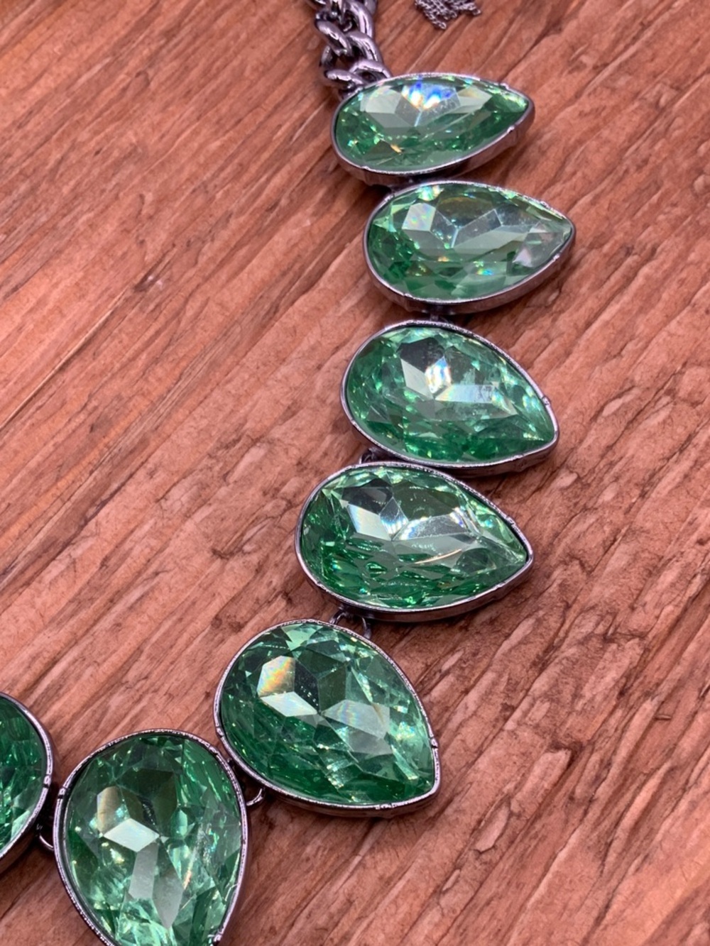 Simply Vera Vera Wang Silver Tone Green Teardrop Shaped Crystal Necklace